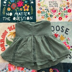 American Eagle Outfitters Strapless Green Top - XS